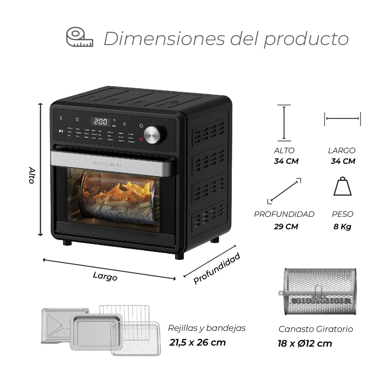HORNO FREIDORA DE AIRE FULL EDITION 24 EN 1 - 15L - 2