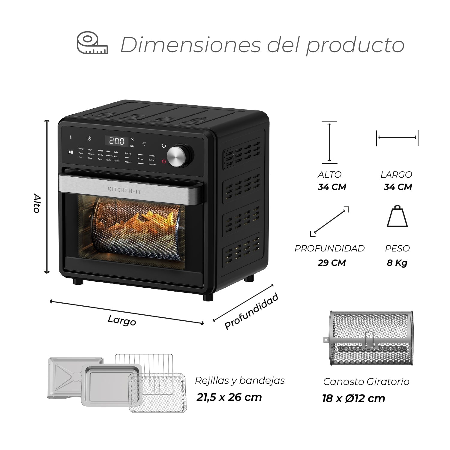 HORNO FREIDORA DE AIRE FULL EDITION 24 EN 1 - 15L - 2