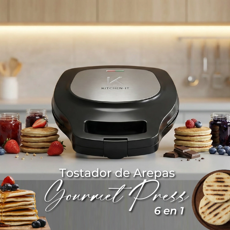 MAQUINA DE AREPAS Y PANQUEQUES ANTIADHERENTE - GOURMET PRESS 6 EN 1 - 3