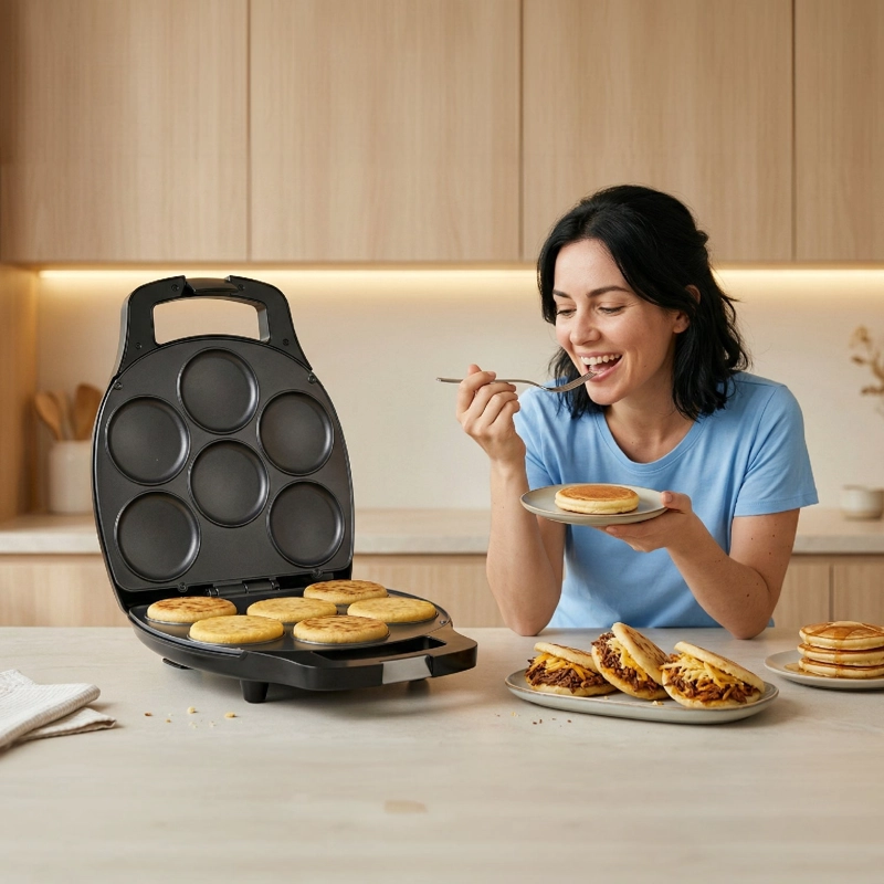 MAQUINA DE AREPAS Y PANQUEQUES ANTIADHERENTE - GOURMET PRESS 6 EN 1 - 6