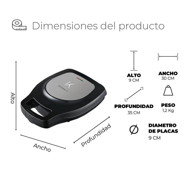 MAQUINA DE AREPAS Y PANQUEQUES ANTIADHERENTE - GOURMET PRESS 6 EN 1 - 8