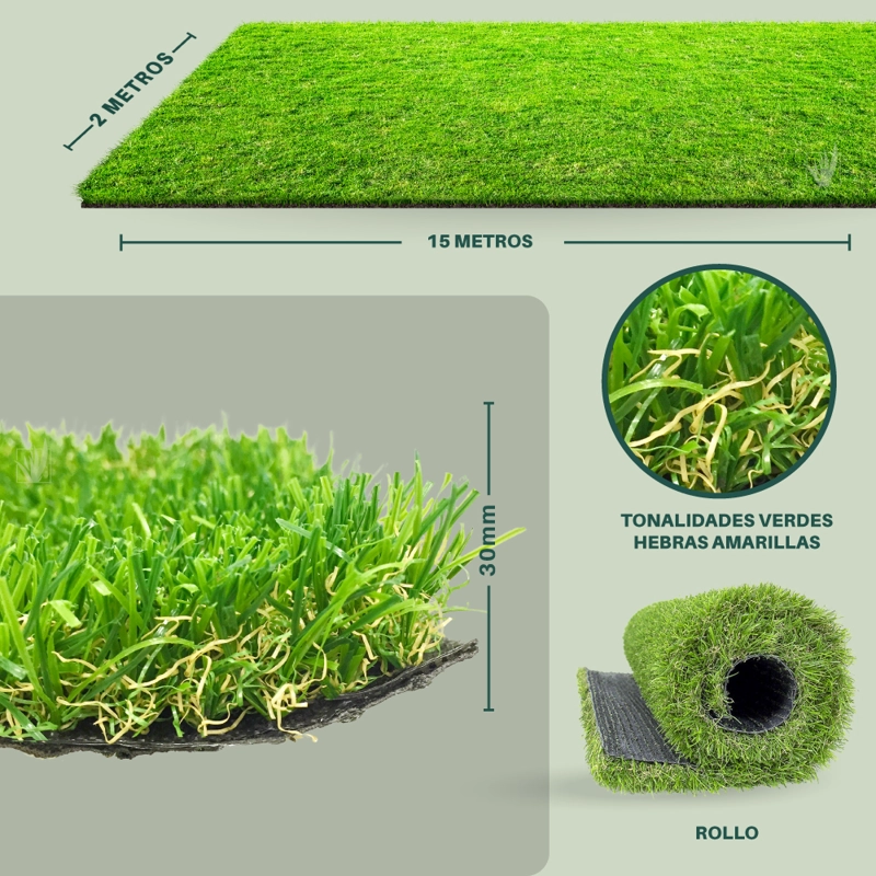 PASTO HOME GRASS SINTÉTICO 30 MILIMETROS ESPESOR 30 MT2 - 2