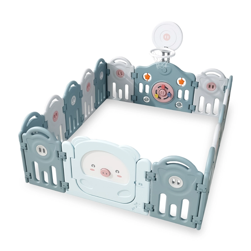 CORRAL KIDSTAR BEBÉ MODELO 14+2 PANELES CELESTE - 1