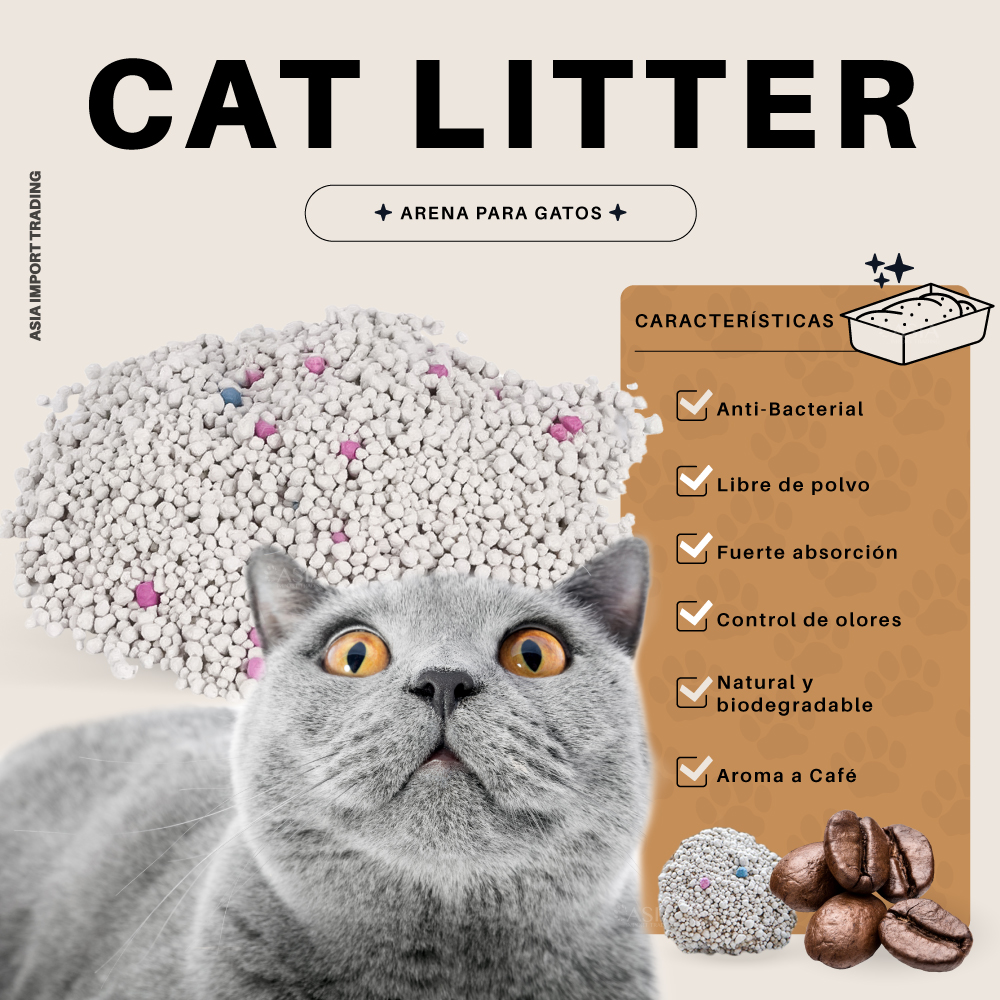 ARENA SANITARIA GATOS HOME GRASS ABSORBENTE AROMA CAFÉ 16 KG - 3