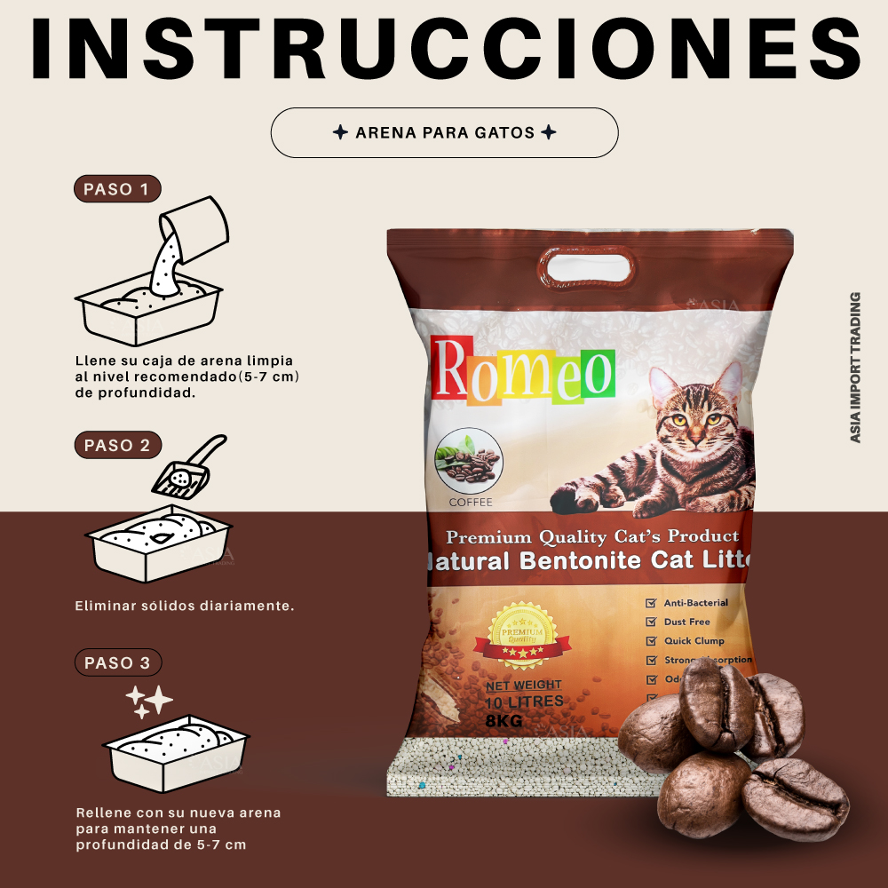 ARENA SANITARIA GATOS HOME GRASS ABSORBENTE AROMA CAFÉ 16 KG - 4