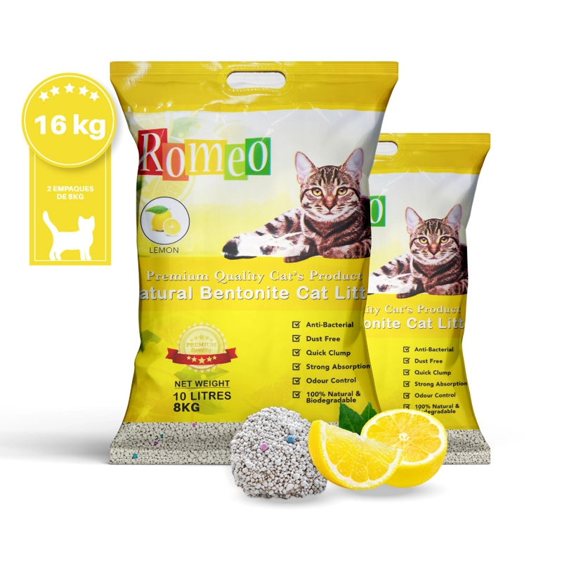 ARENA SANITARIA GATOS HOME GRASS ABSORBENTE AROMA LIMÓN 16 KG - 1