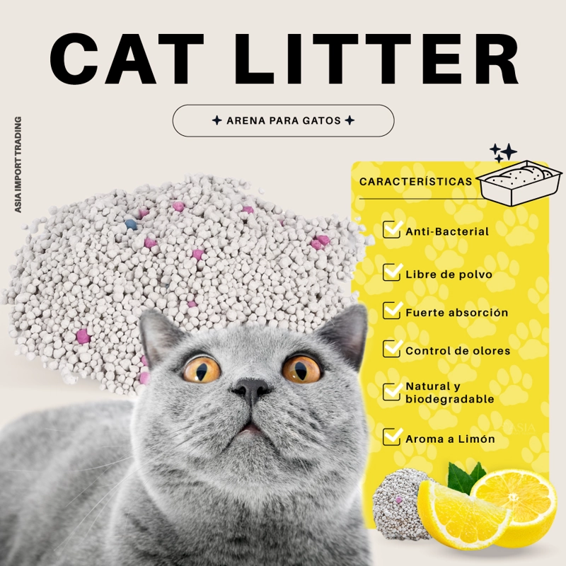 ARENA SANITARIA GATOS HOME GRASS ABSORBENTE AROMA LIMÓN 16 KG - 3