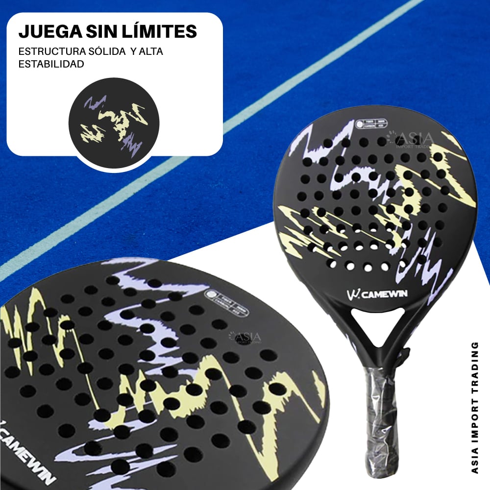 PALA PADEL PWRFITNESS EVA 4018 NEGRA CON LILA - 2