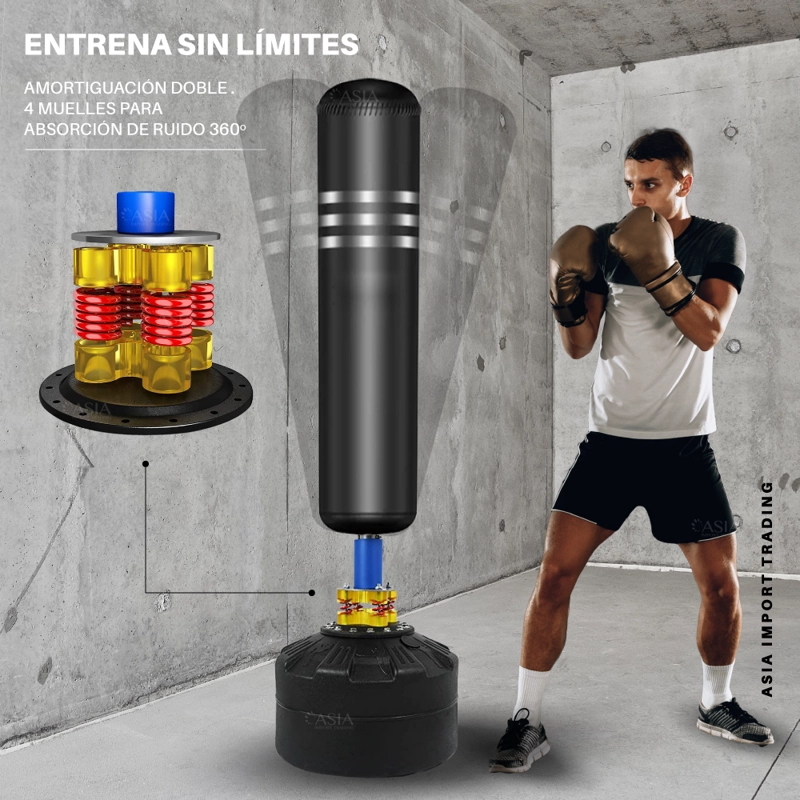 SACO DE BOXEO DE PIE CON BASE ESTABLE Y SISTEMA DE RESORTE 360° - 2