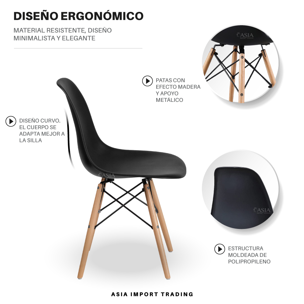 SILLA ESTILO MODERNO NEGRA - 3