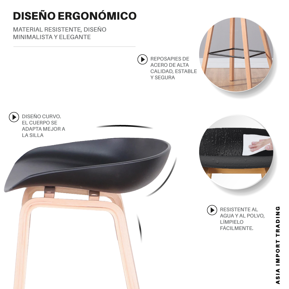 SILLA TABURETE HOME&DESIGN NEGRO - 3