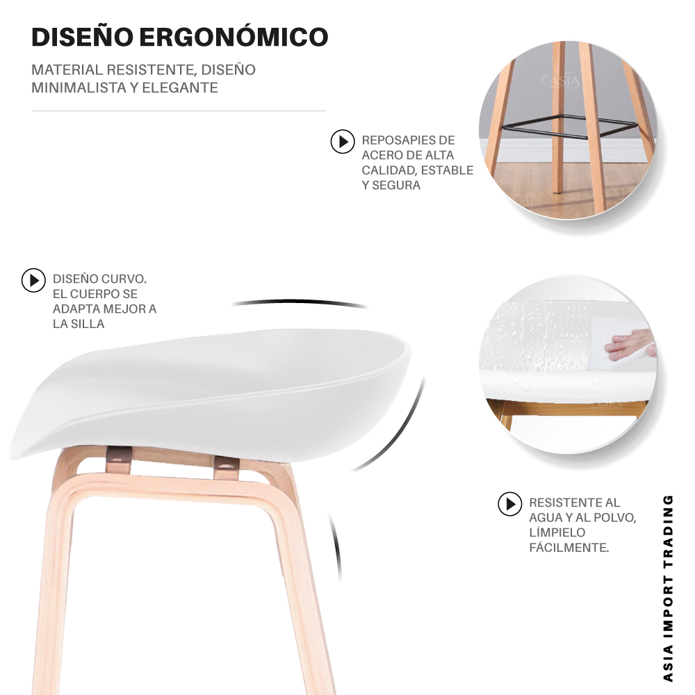 SILLA TABURETE COLOR BLANCO - 3
