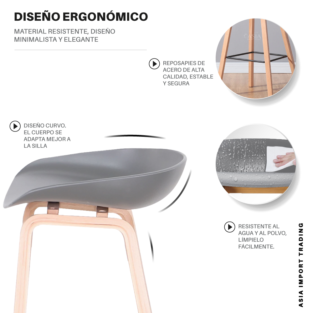 SILLA TABURETE COLOR GRIS - 3