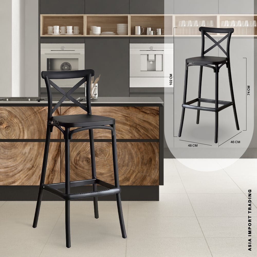 SILLA BAR HOME&DESIGN NEGRA CON RESPALDO CRUZADO - 4