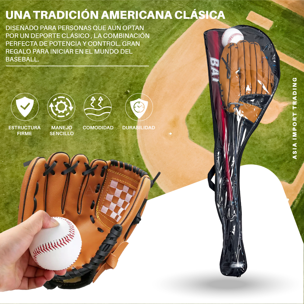 SET BASEBALL PWRFITNESS ALUMINIO BATE ROJO - 2