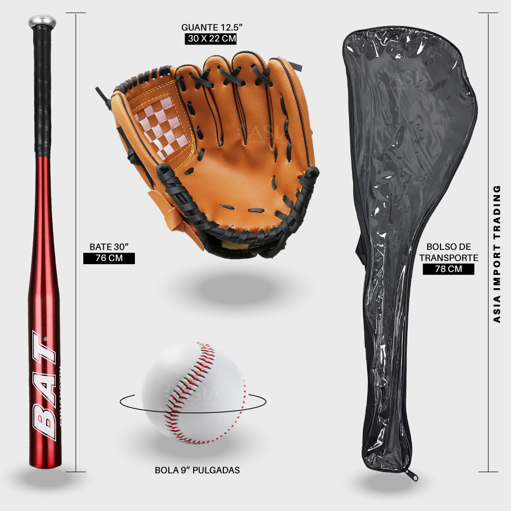 SET BASEBALL PWRFITNESS ALUMINIO BATE ROJO - 4