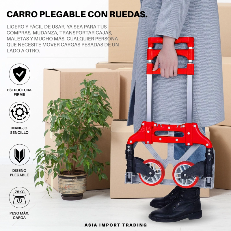 CARRO HOME&DESIGN CARGA PLEGABLE ROJO - 2