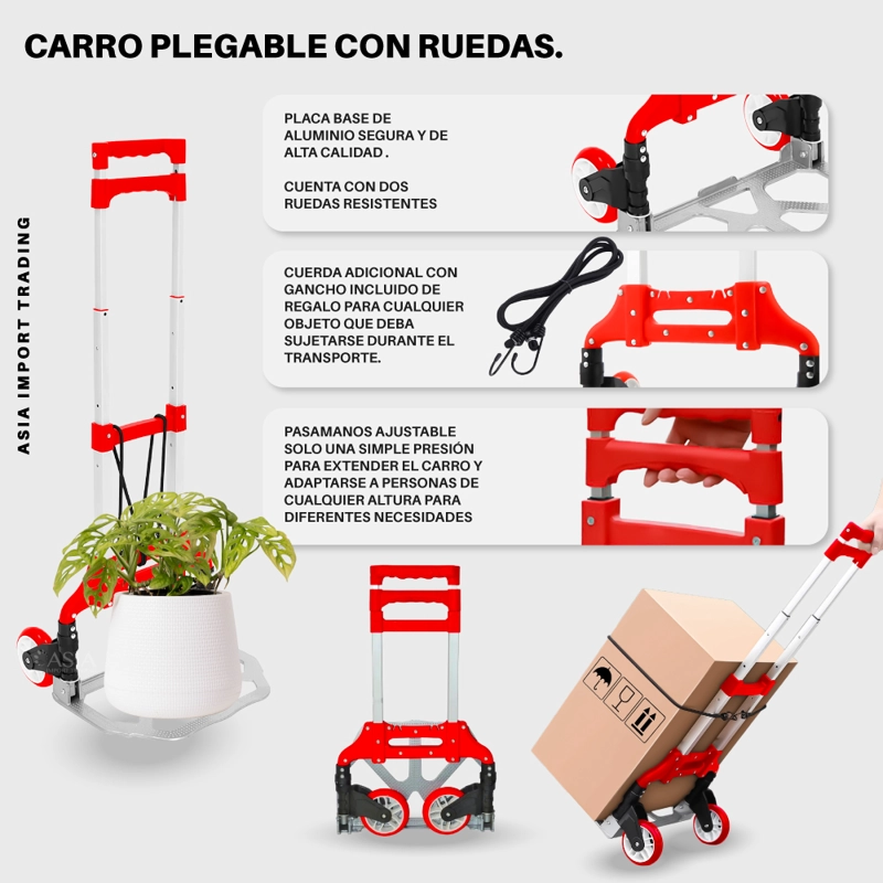 CARRO HOME&DESIGN CARGA PLEGABLE ROJO - 3