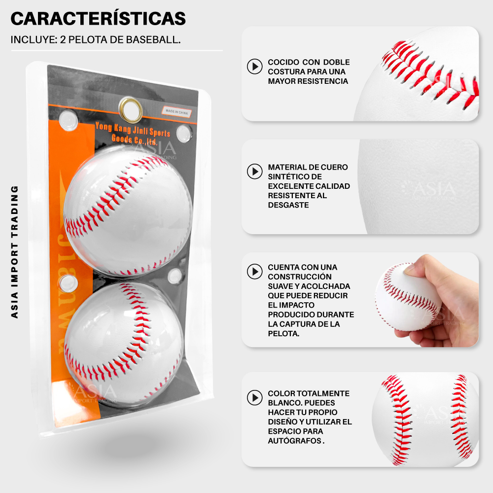 SET 2 PELOTAS BASEBALL PWRFITNESS CUERO / POLIURETANO - 3