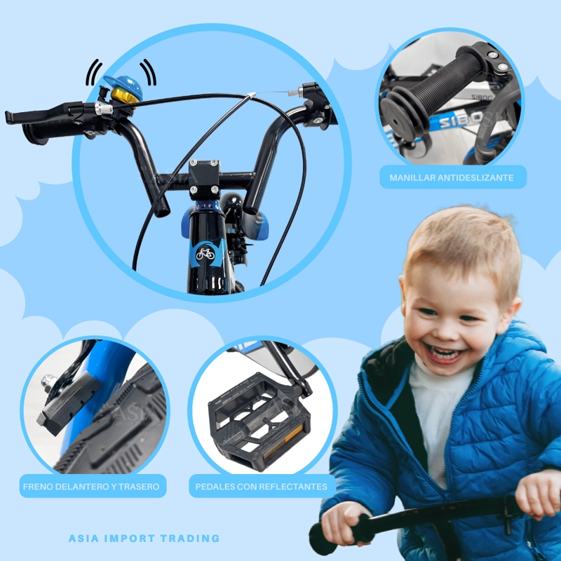 BICICLETA SIBOG ARO 12 INFANTIL AZUL - 3