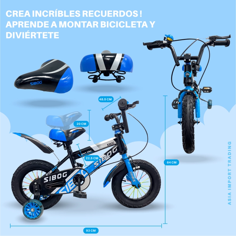 BICICLETA SIBOG ARO 12 INFANTIL AZUL - 4