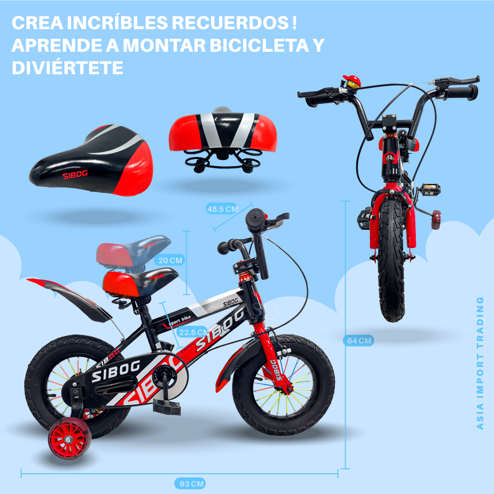 BICICLETA SIBOG ARO 12 INFANTIL ROJA - 4
