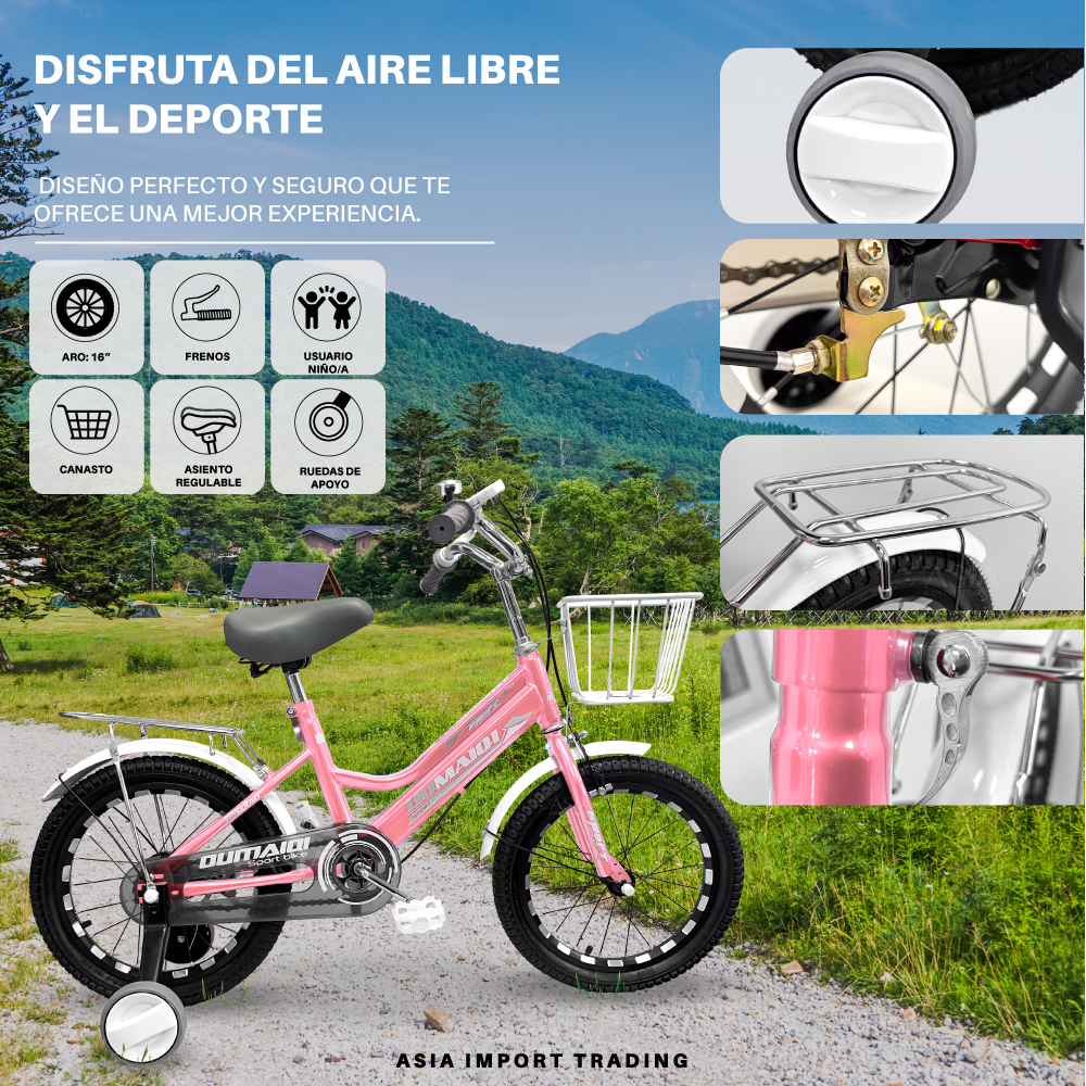 BICICLETA SIBOG ARO 16 INFANTIL ROSADA - 2
