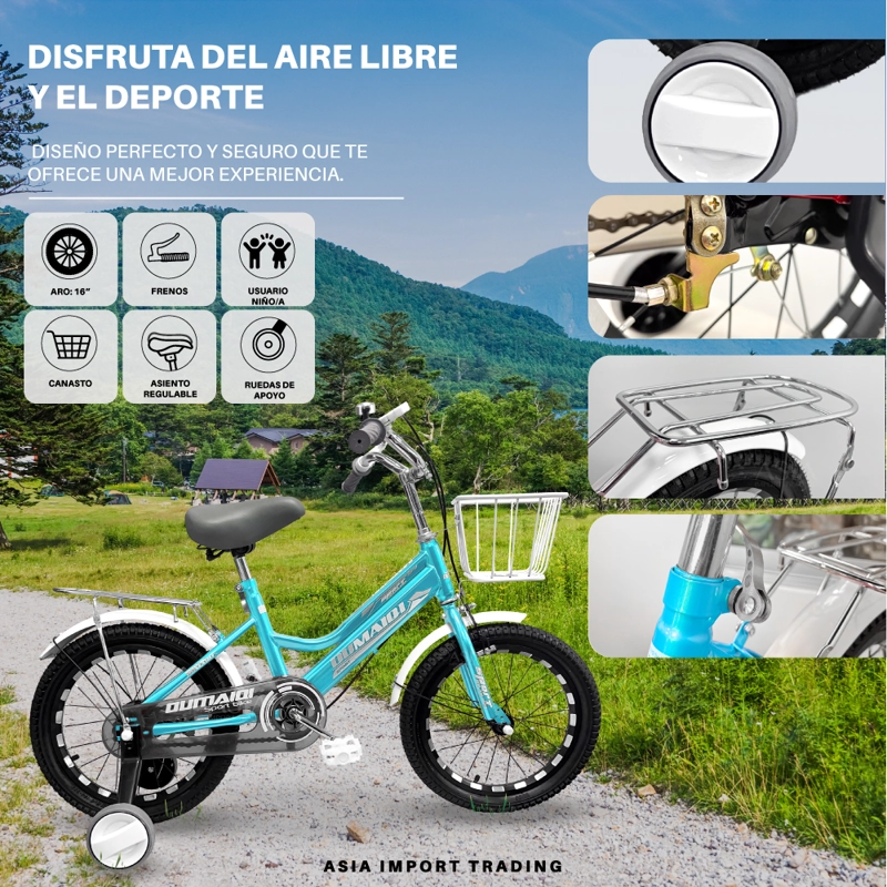 BICICLETA SIBOG ARO 16 INFANTIL CELESTE - 2