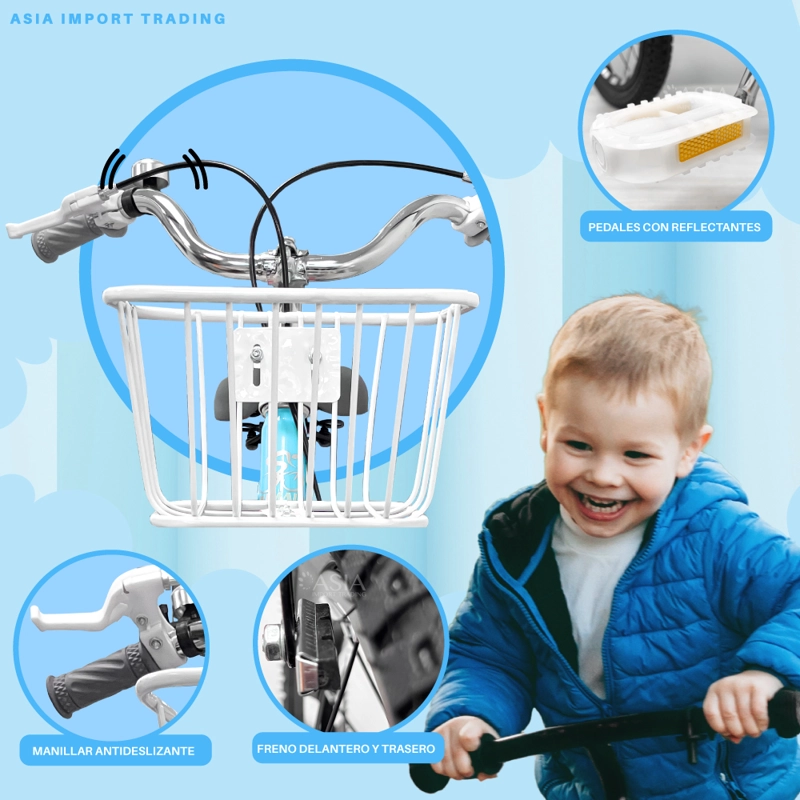 BICICLETA SIBOG ARO 16 INFANTIL CELESTE - 3