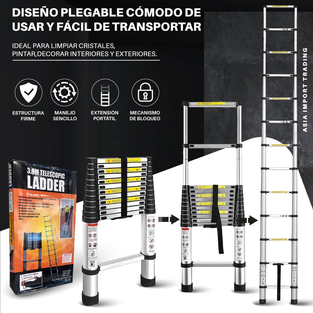 ESCALERA RETRACTIL TELESCOPICA 3.8 MT - 2