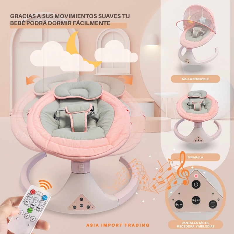 SILLA MECEDORA KIDSTAR COLOR ROSADO AUTOMÁTICA - 2
