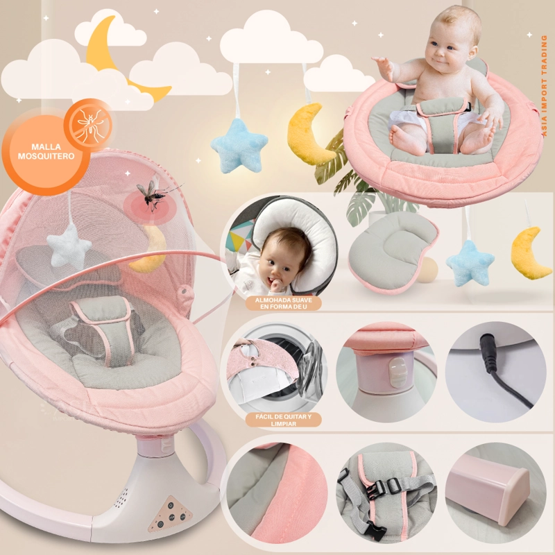 SILLA MECEDORA KIDSTAR COLOR ROSADO AUTOMÁTICA - 3