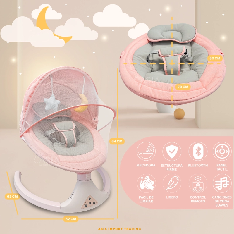 SILLA MECEDORA KIDSTAR COLOR ROSADO AUTOMÁTICA - 4