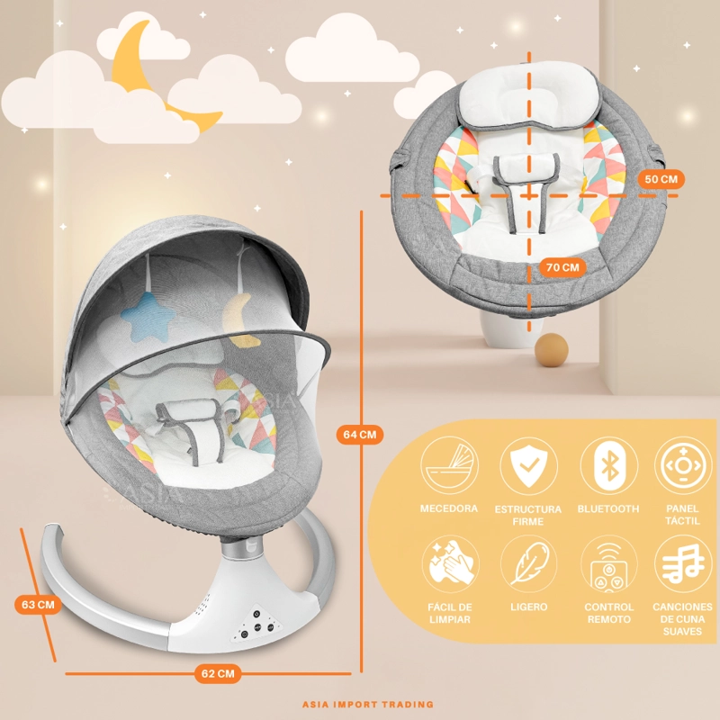 SILLA MECEDORA KIDSTAR GRIS AUTOMÁTICA - 4
