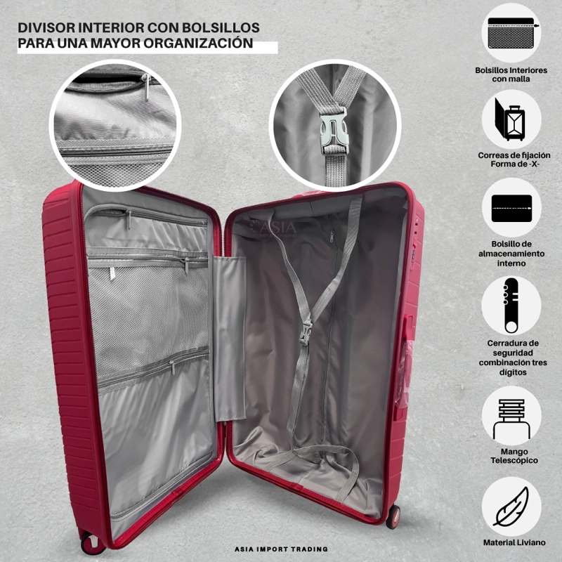SET 3 MALETAS RIGIDAS URBAN 360° ROJO S/M/L - 3