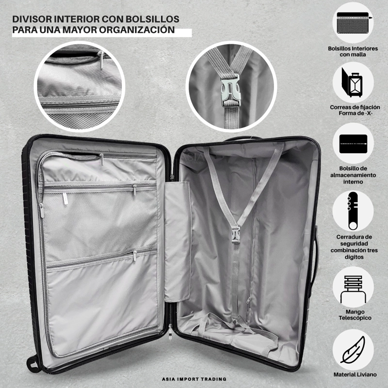 SET 3 MALETAS RIGIDAS URBAN 360° NEGRAS S/M/L - 3