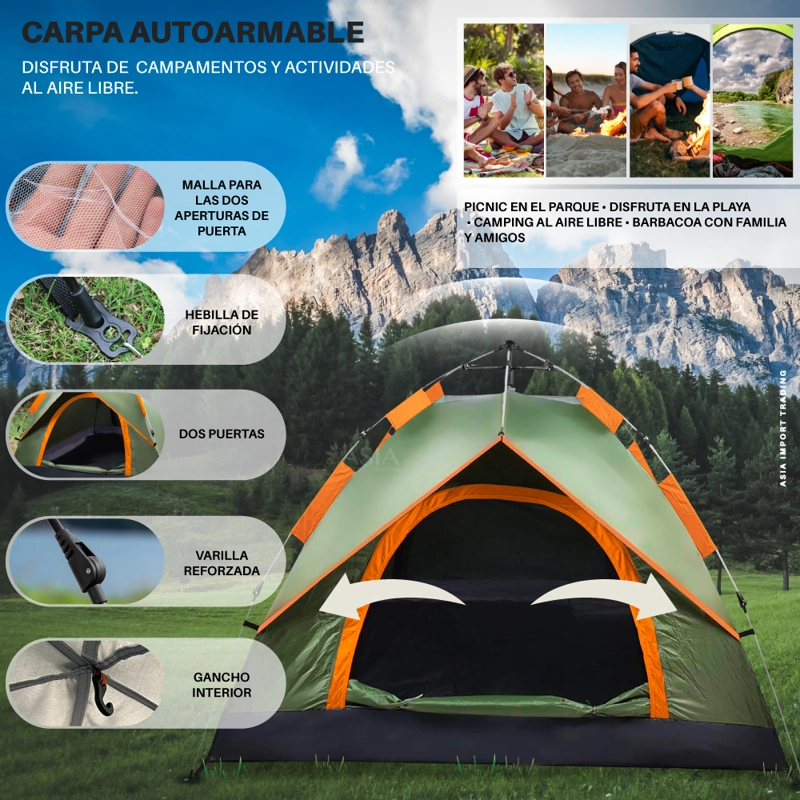 CARPA PWRFITNESS AUTOARMABLE CON DOBLE PUERTA COLOR VERDE - 2