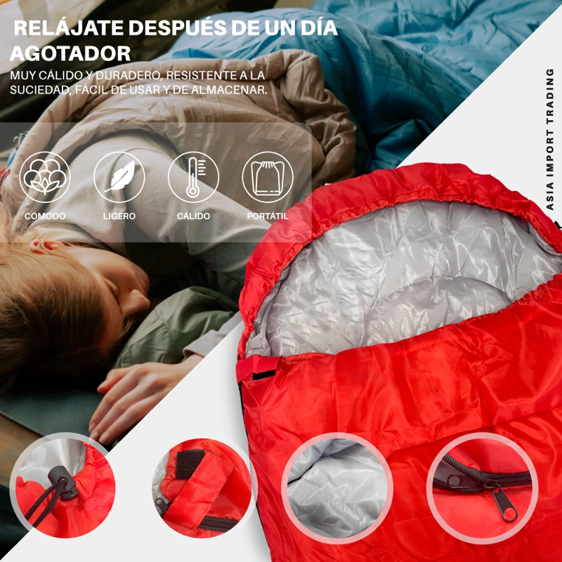 SACO DE DORMIR EXPANDIBLE 2 EN 1 ROJO 148X202 CM - 2