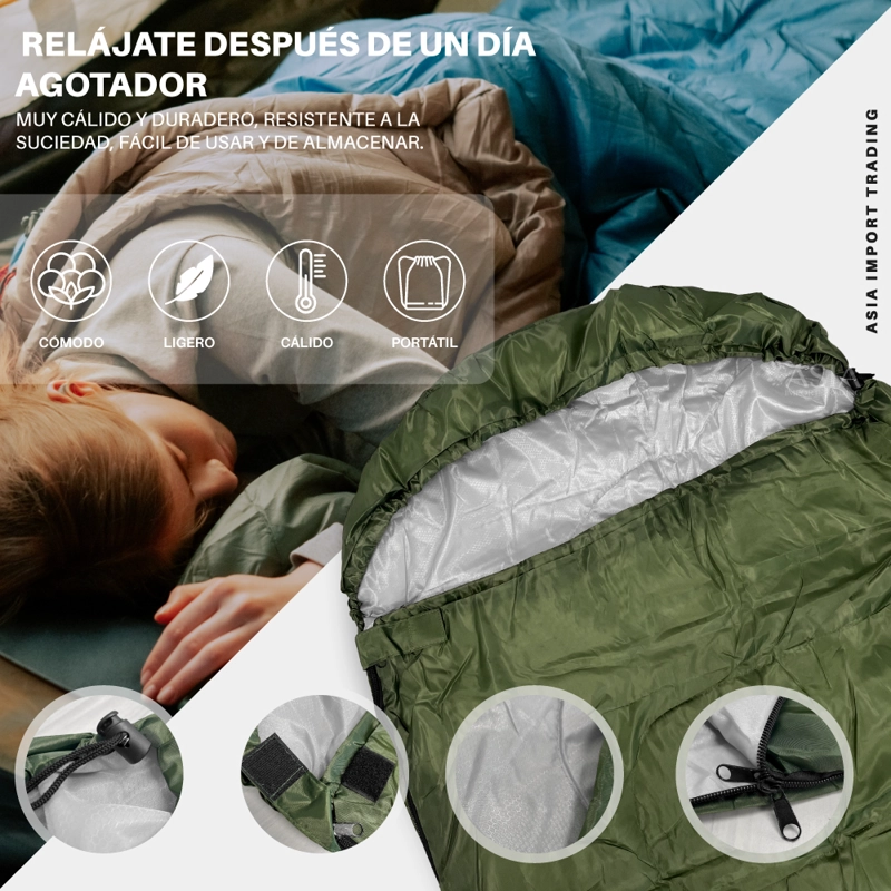 SACO DE DORMIR EXTENDIBLE COLOR VERDE - 2
