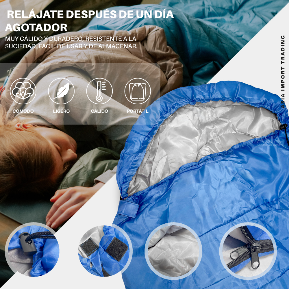SACO DE DORMIR PWRFITNESS EXTENDIBLE COLOR AZUL - 2