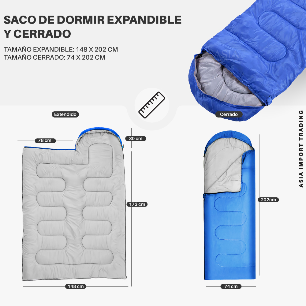 SACO DE DORMIR PWRFITNESS EXTENDIBLE COLOR AZUL - 4