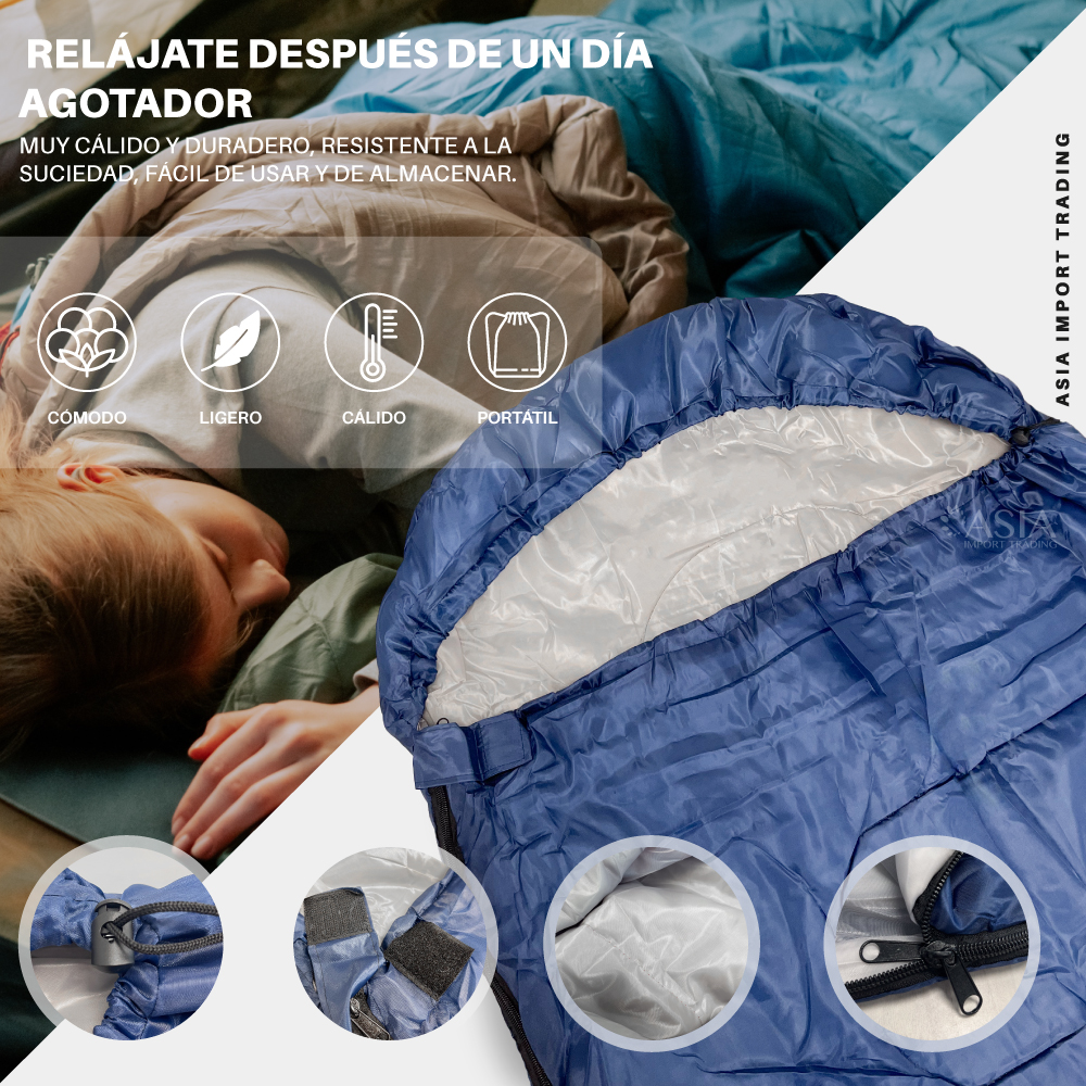 SACO DE DORMIR EXPANDIBLE 2 EN 1 AZUL MARINO 148X202 CM - 2