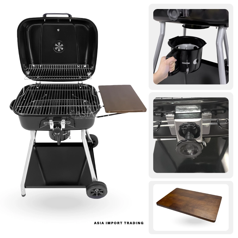 PARRILLA A CARBÓN HOME&DESIGN NEGRO CON TAPA TIPO DOMO Y RUEDAS - 2