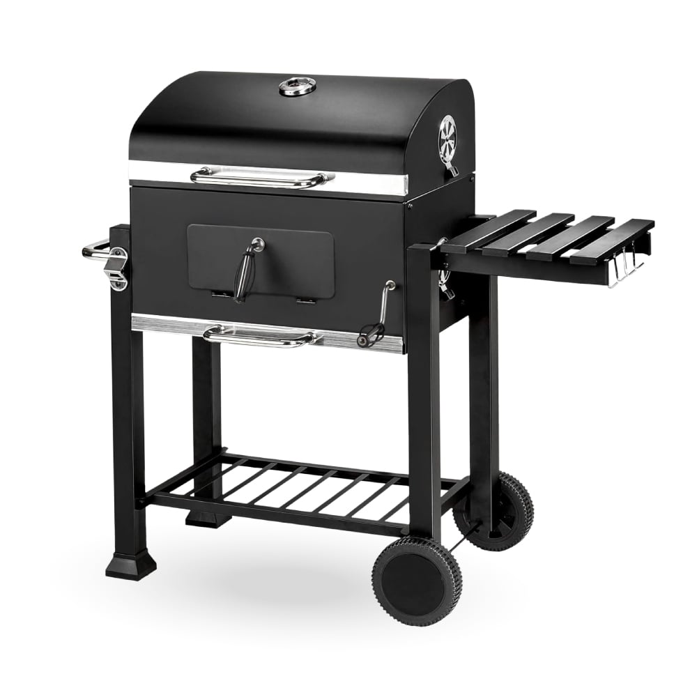 PARRILLA A CARBON CON TAPA, TERMOMETRO Y BANDEJA LATERAL – HOME&DESIGN - 1