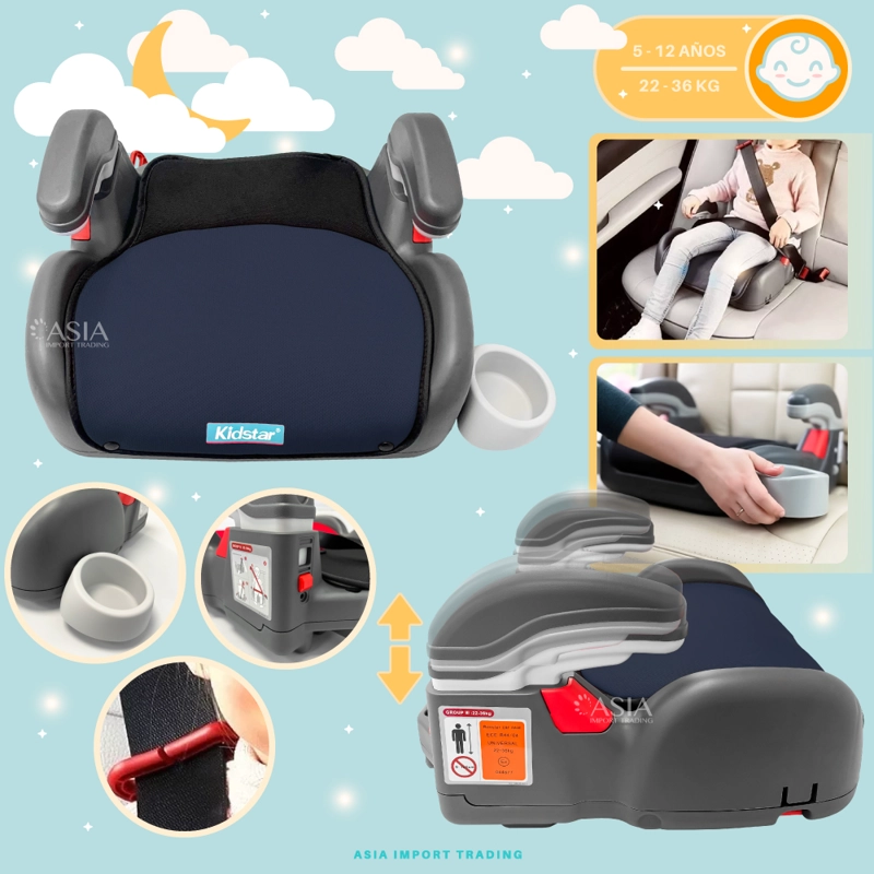 ALZADOR DE AUTO KIDSTAR BOOSTER AZUL CON PORTAVASOS | 22–36 KG (5–12 AÑOS) - 2