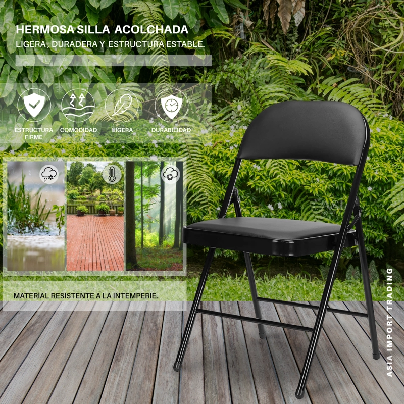 SILLA PLEGABLE NEGRA ACOLCHADA - 2