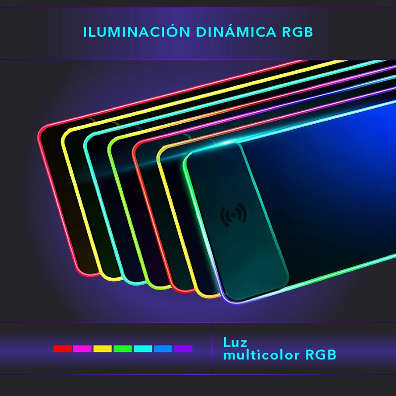 MOUSE PAD GAMER UNISEX PWRFITNESS NEGRO RGB XL CON CARGA INALAMBRICA Y CONTROL - 4