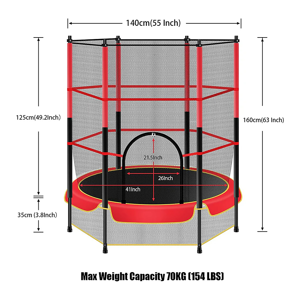 CAMA ELASTICA PWRFITNESS PARA NIÑOS CON RED 140 CMS - 5