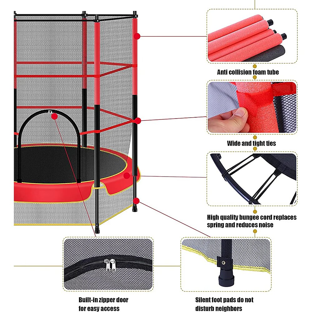 CAMA ELASTICA PWRFITNESS PARA NIÑOS CON RED 140 CMS - 6