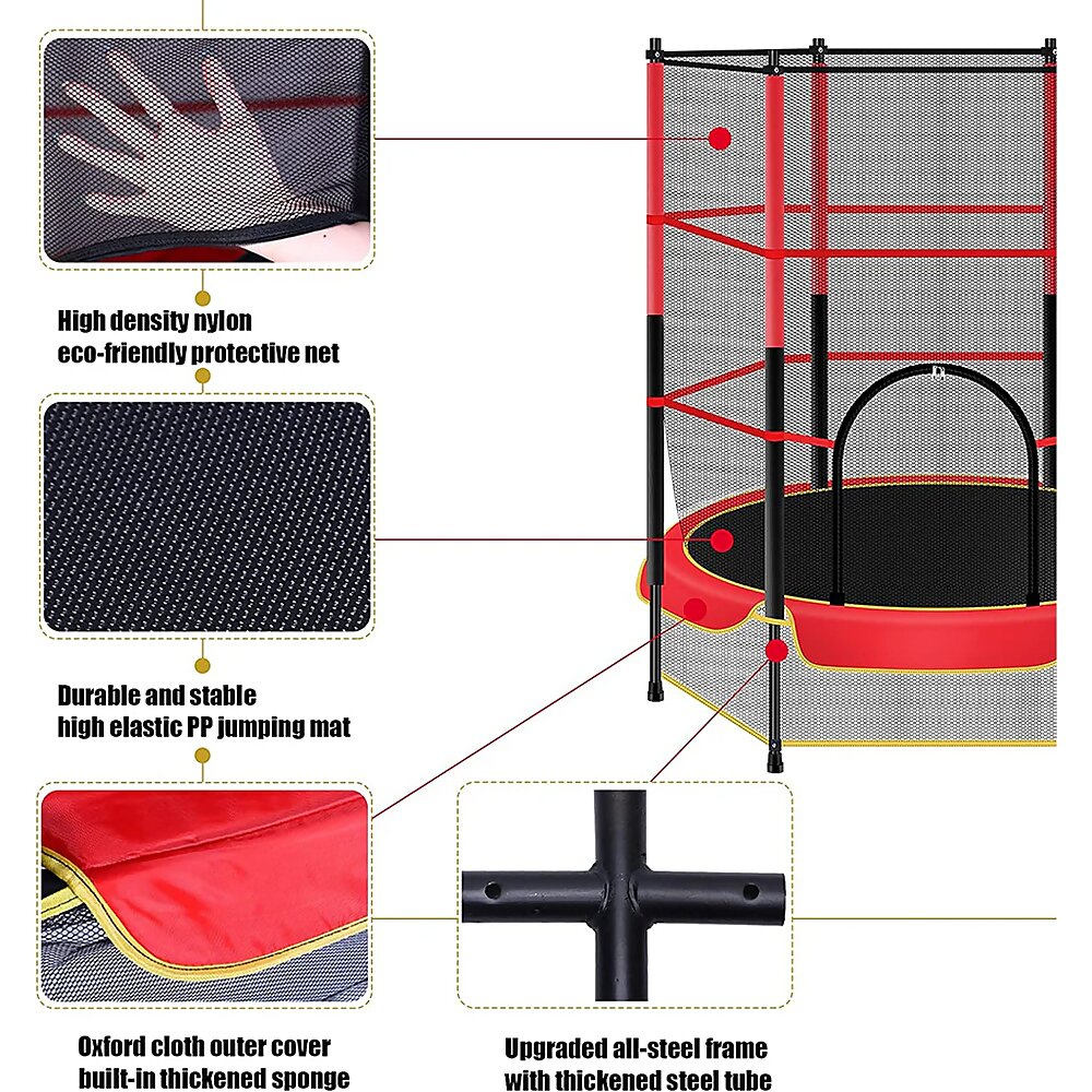 CAMA ELASTICA PWRFITNESS PARA NIÑOS CON RED 140 CMS - 7